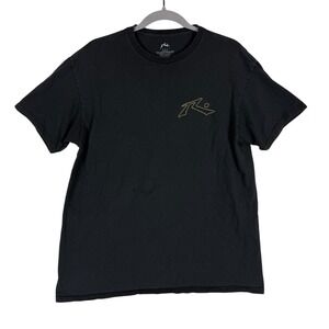 Rusty Shirt Mens Large Black Surfboards Logo Graphic Tee Back Print Surf